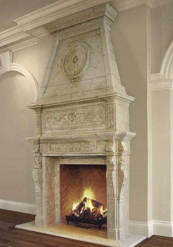 Trumeau de cheminée aspect traditionnel - BORDEAUX – OVERMANTEL - Tartaruga Design Inc - en pierre / blanc