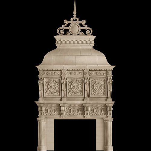 Trumeau de cheminée classique - DEVON – OVERMANTEL - Tartaruga Design Inc - en pierre / blanc