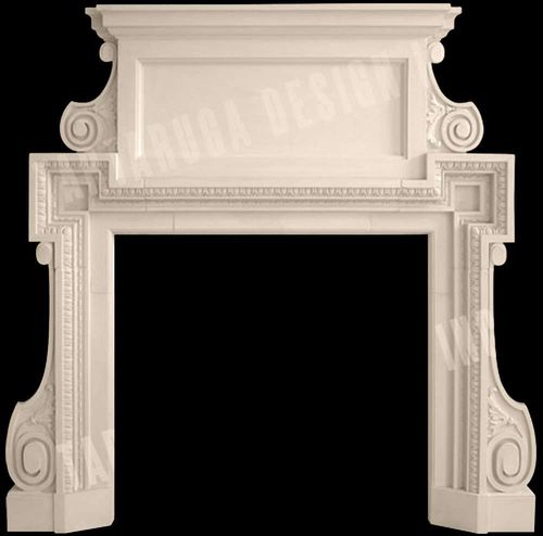 Habillage de cheminée classique - ENGLISH REGENCY – SECONDARY PEDIMENT - Tartaruga Design Inc - en pierre / blanc