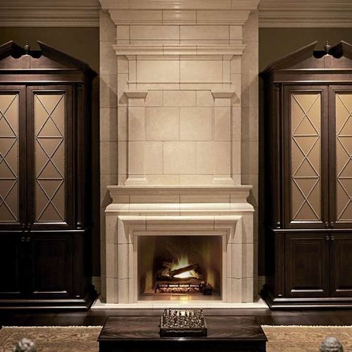Trumeau de cheminée classique - MEREWORTH – OVERMANTEL - Tartaruga Design Inc - en pierre / blanc