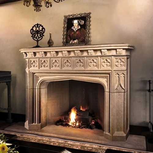Manteau de cheminée classique - TROWBRIDGE  - Tartaruga Design Inc - en pierre / blanc