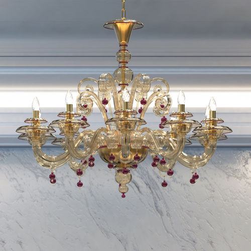 Lustre contemporain - VESPUCCI   - PIUMATI - en verre de Murano / en verre soufflé / en verre fumé