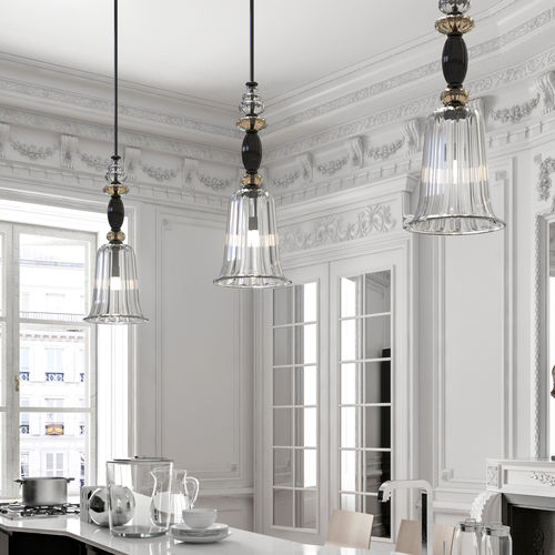 Suspension - QUERINI  - PIUMATI - en métal / en verre soufflé / en verre de Murano