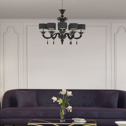 Lustre contemporain - DONATELLO  - PIUMATI - en verre de Murano / en verre soufflé / en verre fumé