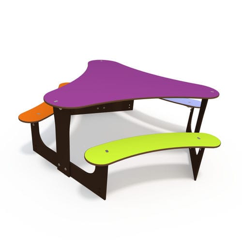 Table de pique-nique contemporaine - MO TA-6002-90 - QUALI-Cité - en HPL / avec piètement en métal / avec chaises intégrées
