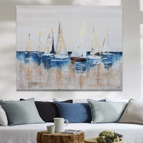 Tableau décoratif acrylique - VELEROS DORADOS - OHORIGINAL BUSINESS SL - mixte / peint à la main / mer