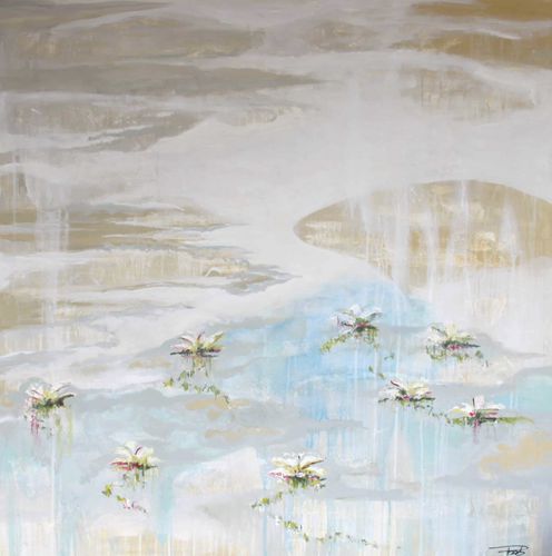Tableau décoratif acrylique - ARCO IRIS BEIGE - OHORIGINAL BUSINESS SL - mixte / peint à la main / floral