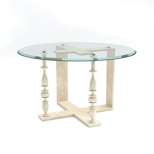 Table avec piètement en marbre - Columns Frame - Pistore Marmi - contemporaine / en verre / ronde
