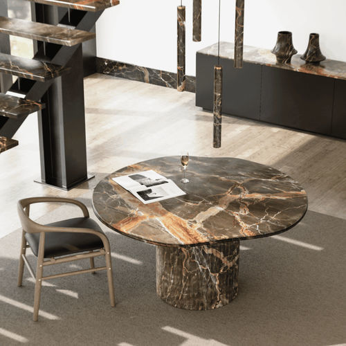 Table à manger design organique - AURA NOVA - Pistore Marmi - en marbre / avec piètement en marbre / courbée
