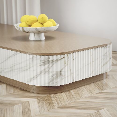 Table basse contemporaine - TRAMA - Pistore Marmi - en pierre / avec piètement en chêne / rectangulaire