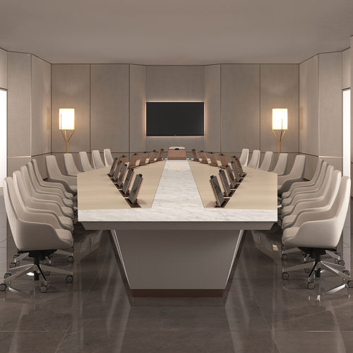 Table de conférence en marbre - DAYTONA - Turadi - contemporaine / en placage de bois / en métal brossé