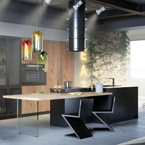 Cuisine contemporaine - LUISA - CIESSE CUCINE SRL - en contreplaqué / en pierre / avec îlot