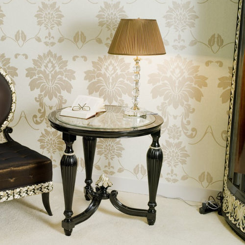 Table d'appoint classique - T167 - Francesco Molon - en verre / avec piètement en bois / ronde
