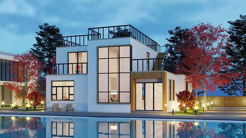 Maison type - MILAN VILLA - NingBo DeepBlue Smarthouse Co.,LTD. - moderne / avec terrasse / à 2 étages