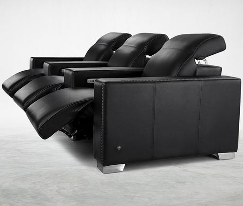 Fauteuil de cinéma en cuir - SÉNÉGAL - KARLSSON SEATING LTD. - résidentiel / noir / avec repose-pieds