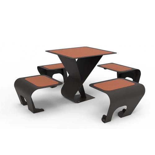 Ensemble table et chaises contemporain - ME MT HS - Veco Urban Design - d'extérieur / en fer / en HPL