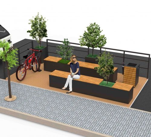Parklet avec jardinière intégrée - Veco Urban Design