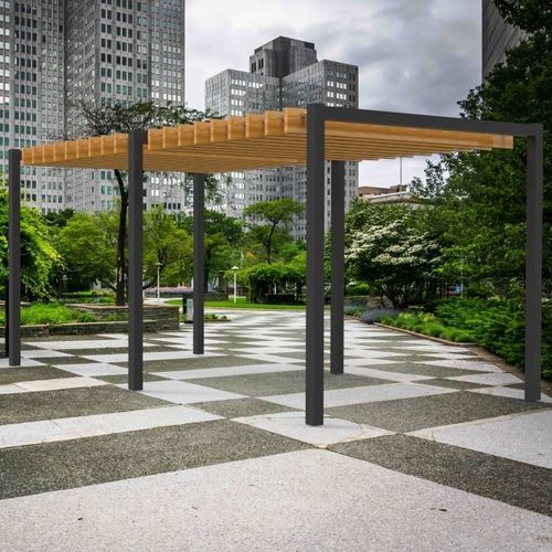 Pergola autoportée - PERG URBAN - Veco Urban Design - en aluminium / en acier inoxydable / à lames brise soleil
