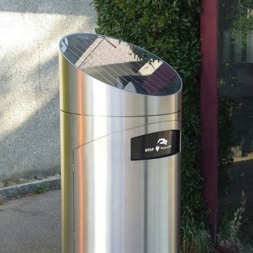 Poubelle publique - SolarPress  - ANTA SWISS AG (Abfallhai) - en acier / à énergie solaire / avec couvercle