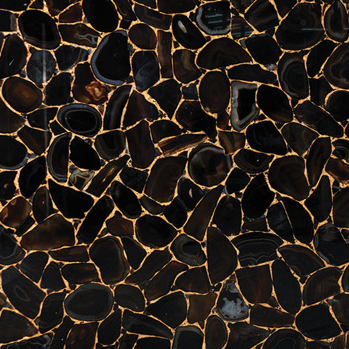 Plaque de pierre en quartz - AGATE BLACK GOLD - Fiorantina Stone - pour agencement intérieur / pour mur intérieur / polie