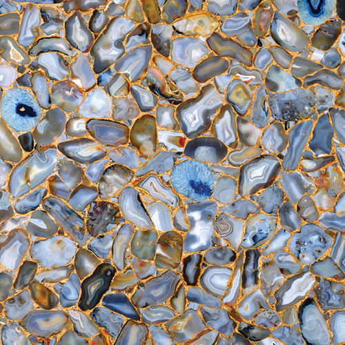 Plaque de pierre en quartz - AGATE BLUE DIAMOND - Fiorantina Stone - pour agencement intérieur / polie / grise