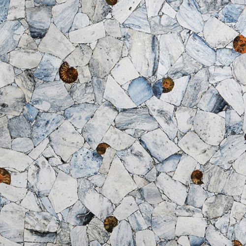Plaque de pierre en quartz - AGATE BLUE MOSS - Fiorantina Stone - pour agencement intérieur / polie / blanche