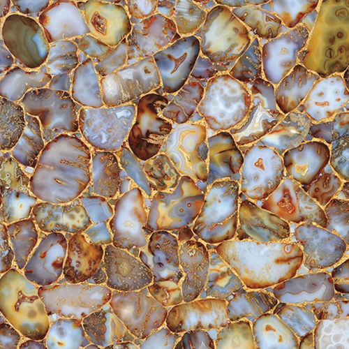 Plaque de pierre en quartz - AGATE GOLD CARNELIAN - Fiorantina Stone - pour agencement intérieur / polie / beige