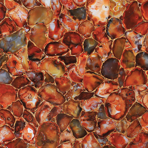 Plaque de pierre en quartz - AGATE RED CEZANNE - Fiorantina Stone - pour agencement intérieur / polie / rouge