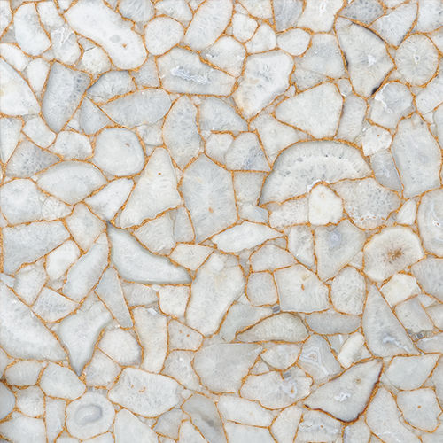 Plaque de pierre en quartz - AGATE WHITE CRYSTAL - Fiorantina Stone - pour agencement intérieur / polie / blanche