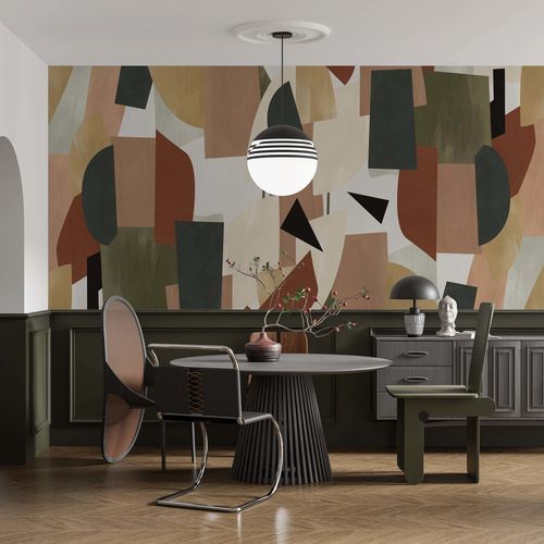 Papier peint contemporain - Kam et Leon - en textile non-tissé / en vinyle / motif abstrait