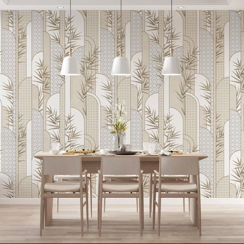 Papier peint contemporain - ARCHES BOTANIQUES - Kam et Leon - en textile non-tissé / en vinyle / à motif floral