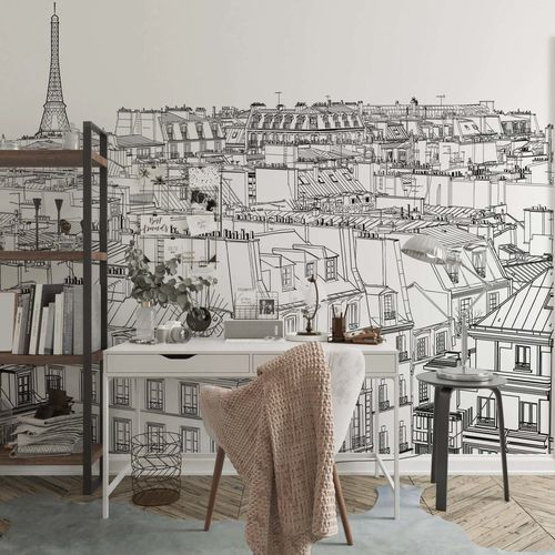 Papier peint de style - VUE SUR PARIS - Kam et Leon - en textile non-tissé / en vinyle / en PVC