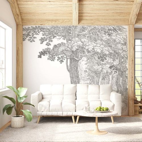 Papier peint contemporain - FOR&Ecirc;T INTEMPORELLE - Kam et Leon - en textile non-tissé / en vinyle / à motif nature