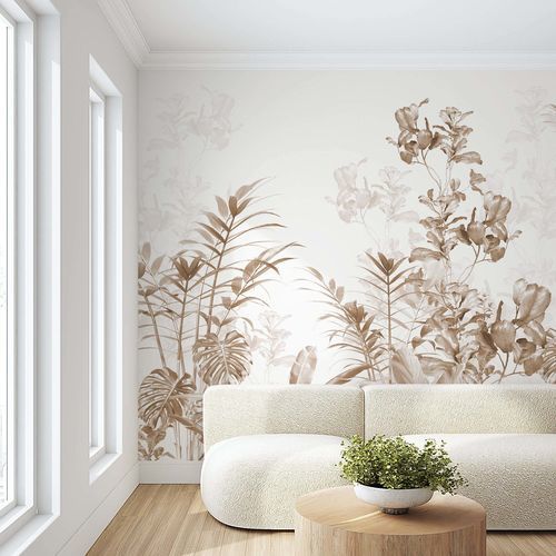 Papier peint contemporain - JARDIN S&Eacute;PIA - Kam et Leon - en textile non-tissé / en vinyle / à motif floral