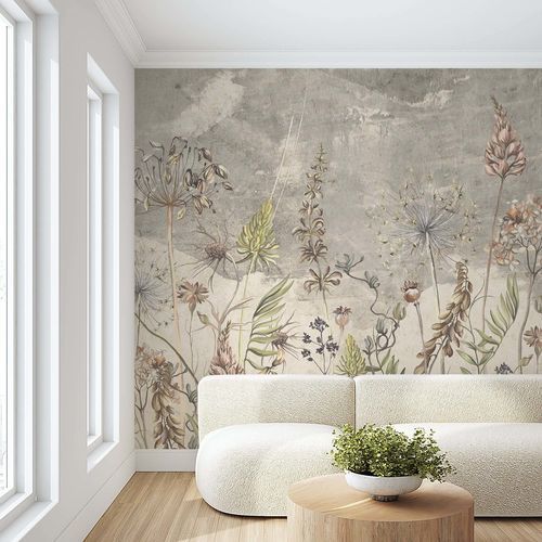 Papier peint contemporain - HERBIER VINTAGE - Kam et Leon - en carton / en vinyle / à rayures