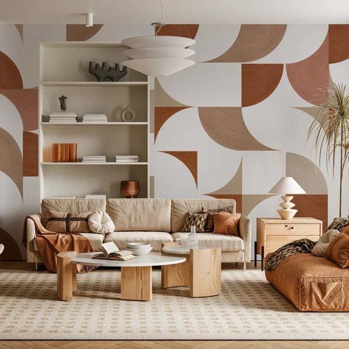 Papier peint contemporain - TERRACOTTA - Kam et Leon - en textile non-tissé / en plastique / à motif géométrique