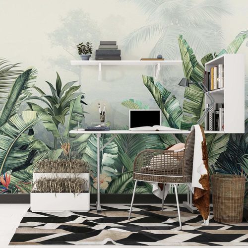 Papier peint de style - JUNGLE TROPICALE - Kam et Leon - en carton / en vinyle / à motif nature