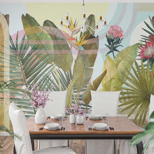 Papier peint contemporain - TROPICAL - Kam et Leon - en carton / en vinyle / à rayures