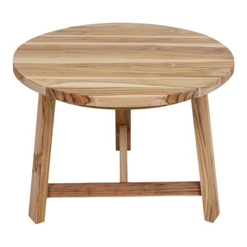 Table d'appoint contemporaine - INGO - MisterWils - en teck / avec piètement en bois massif / ronde