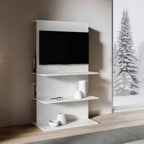 Meuble TV contemporain - Loki B - Itamoby - avec rangement intégré / en mélaminé / blanc