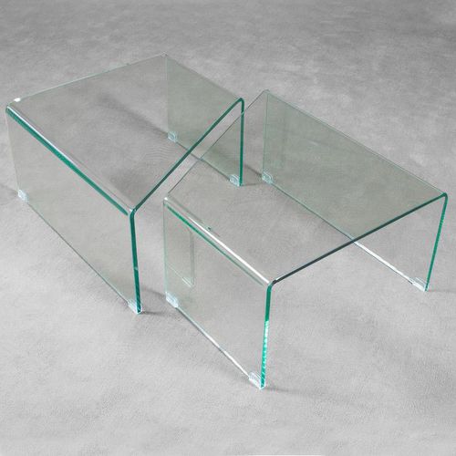Table basse contemporaine - Mercury - Itamoby - en verre bombé / avec piètement en verre / rectangulaire