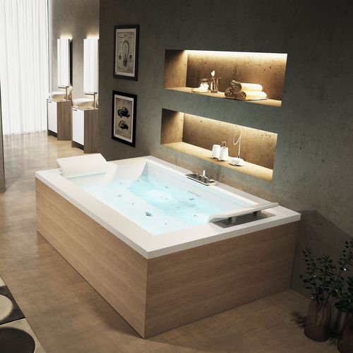 Baignoire pour habitat - SENSE DUAL - NOVELLINI - en bois / en acrylique / contemporaine