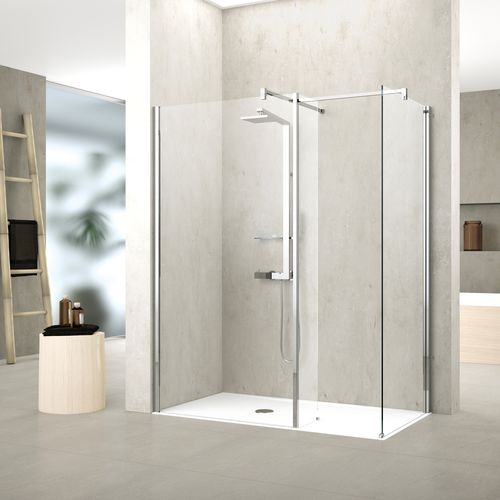Paroi de douche battante - KUADRA H7 - NOVELLINI - d'angle / en verre trempé / professionnelle