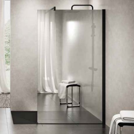 Paroi de douche fixe - KUADRA H MIRROR - NOVELLINI - d'angle / en verre trempé / professionnelle