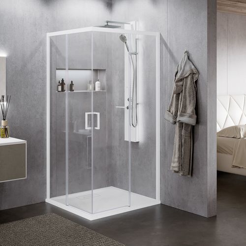 Paroi de douche fixe - ZEPHYROS 2.0 AH - NOVELLINI - d'angle / d'angle / en verre trempé