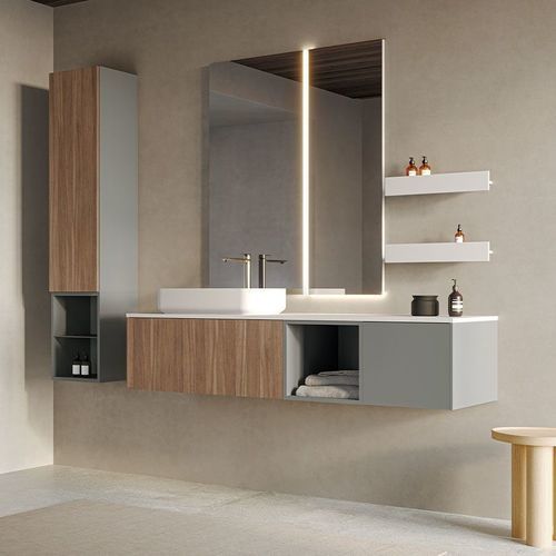Meuble de salle de bain tout-en-un - RELAX 2.0 - NOVELLINI - design minimaliste / résidentiel / professionnel