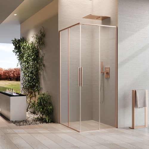 Paroi de douche coulissante - RIGA A - NOVELLINI - carrée / en niche / en verre trempé