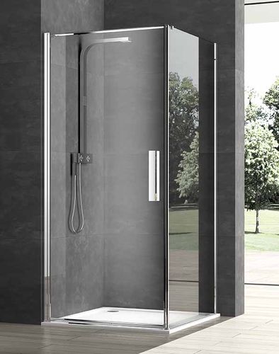 Paroi de douche battante - VRA1 + VRF1 - pdplan - d'angle / en verre trempé / partiellement encadrée