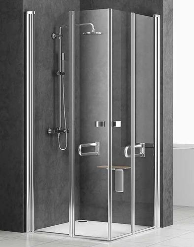 Paroi de douche pliante - CRA3 - pdplan - d'angle / en verre trempé