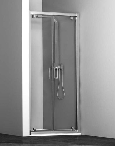 Paroi de douche battante - T+P6 - pdplan - en niche / en verre trempé